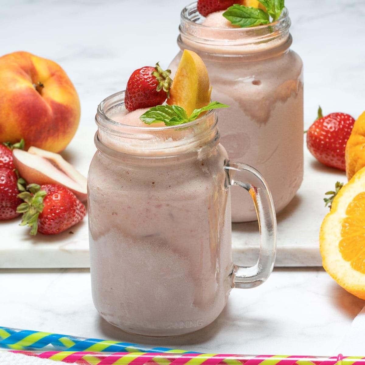 Creamy Peach Strawberry Smoothie - Image