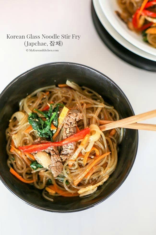 Japchae (Korean Glass Noodle Stir-Fry) - Image