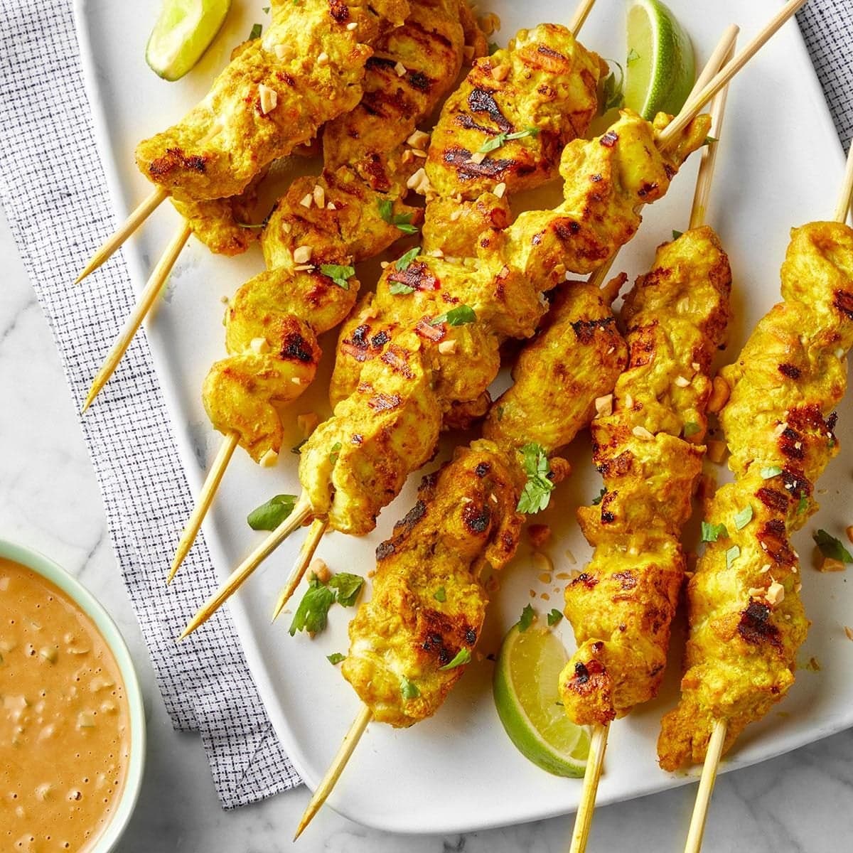 Grilled Chicken Satay with Coconut Peanut Sauce - Image