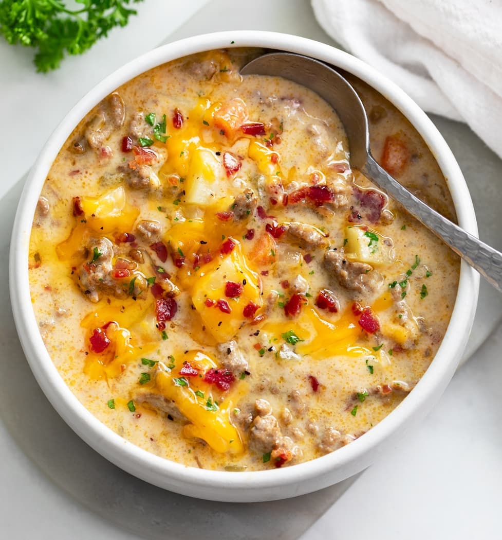 Loaded Cheeseburger Soup - Image
