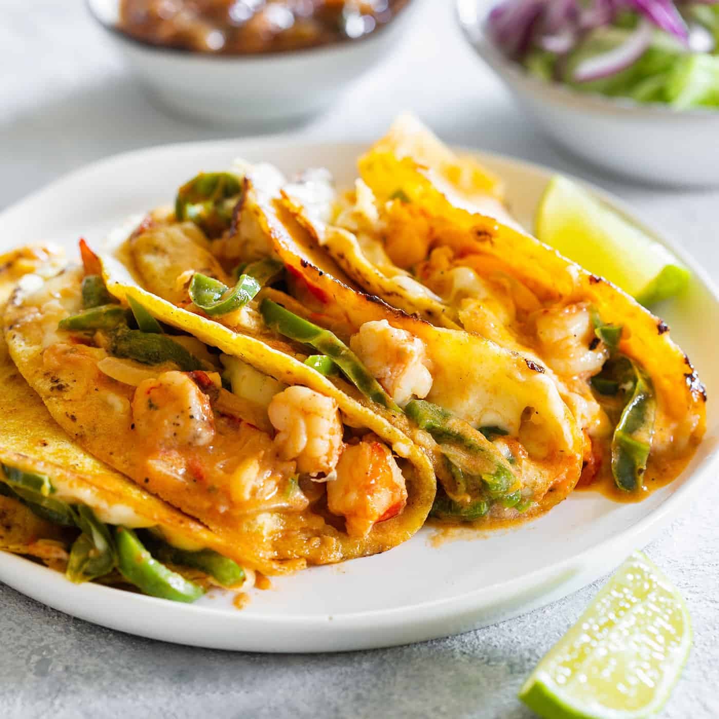 Tacos Gobernador (Cheesy Shrimp Tacos) - Image