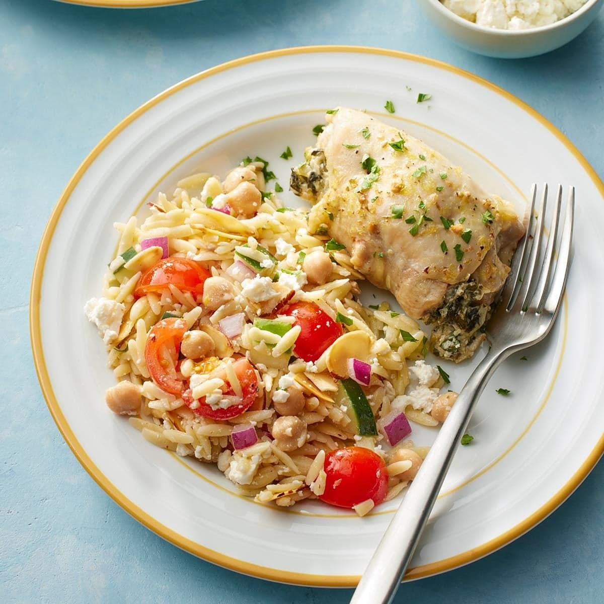 Greek Lemon Chicken with Chickpea Orzo Salad - Image