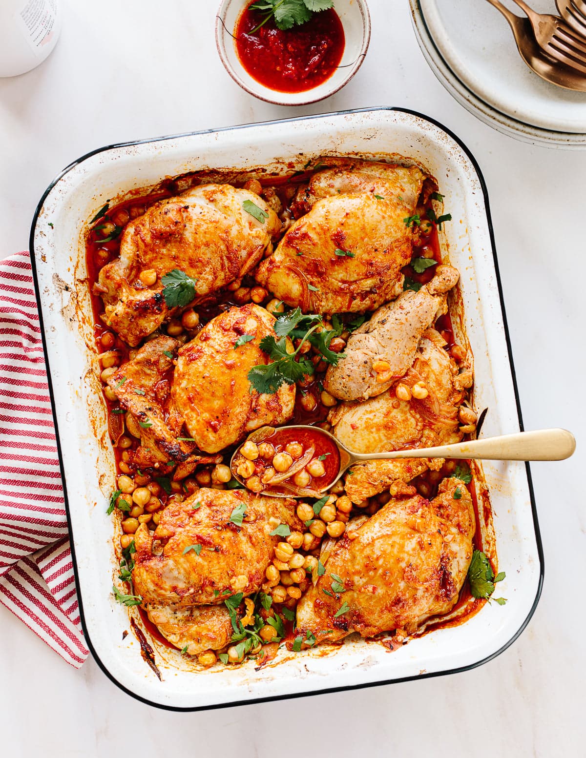 Harissa Baked Chicken with Chickpeas - Image