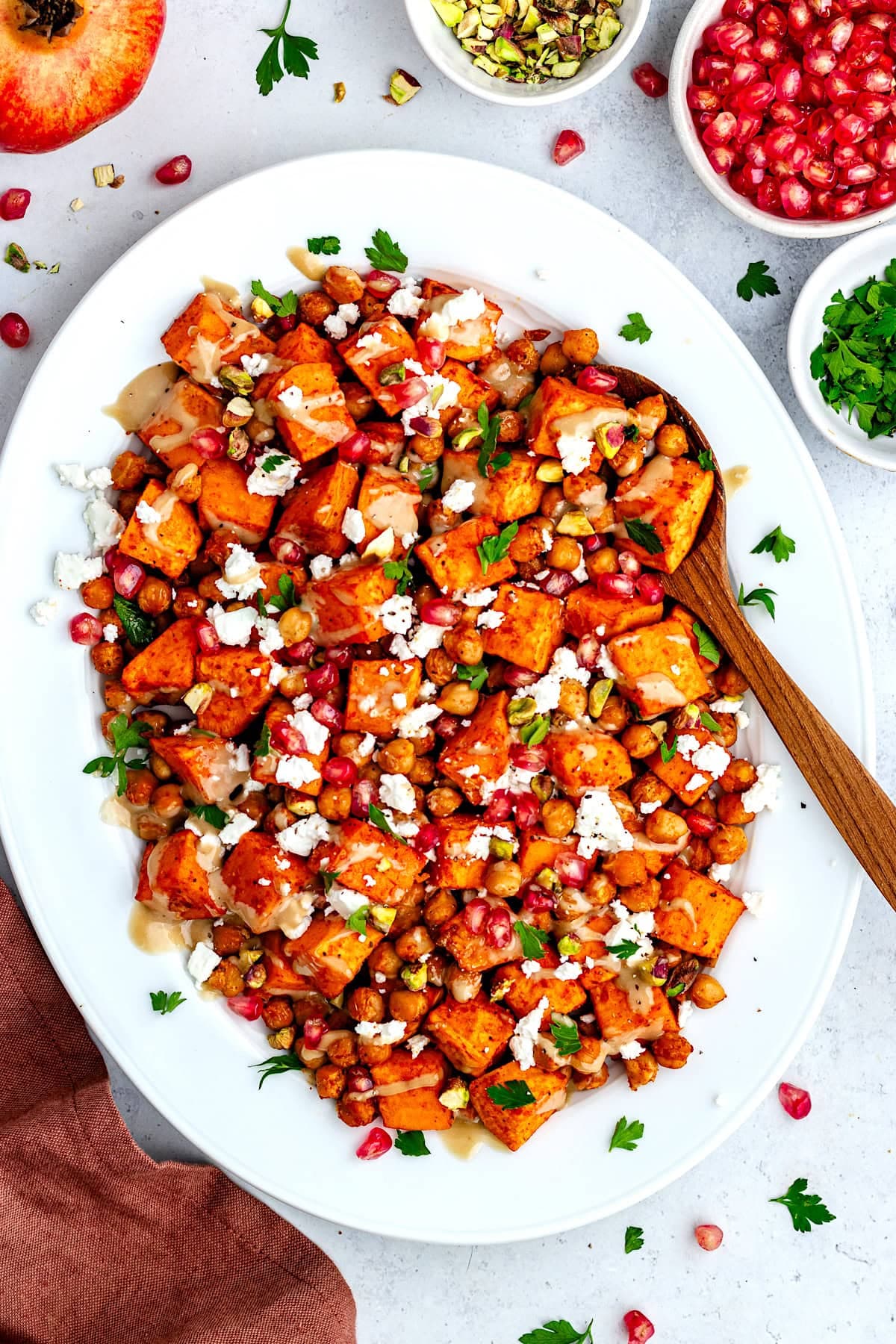 Maple Tahini Roasted Sweet Potatoes and Chickpeas - Image