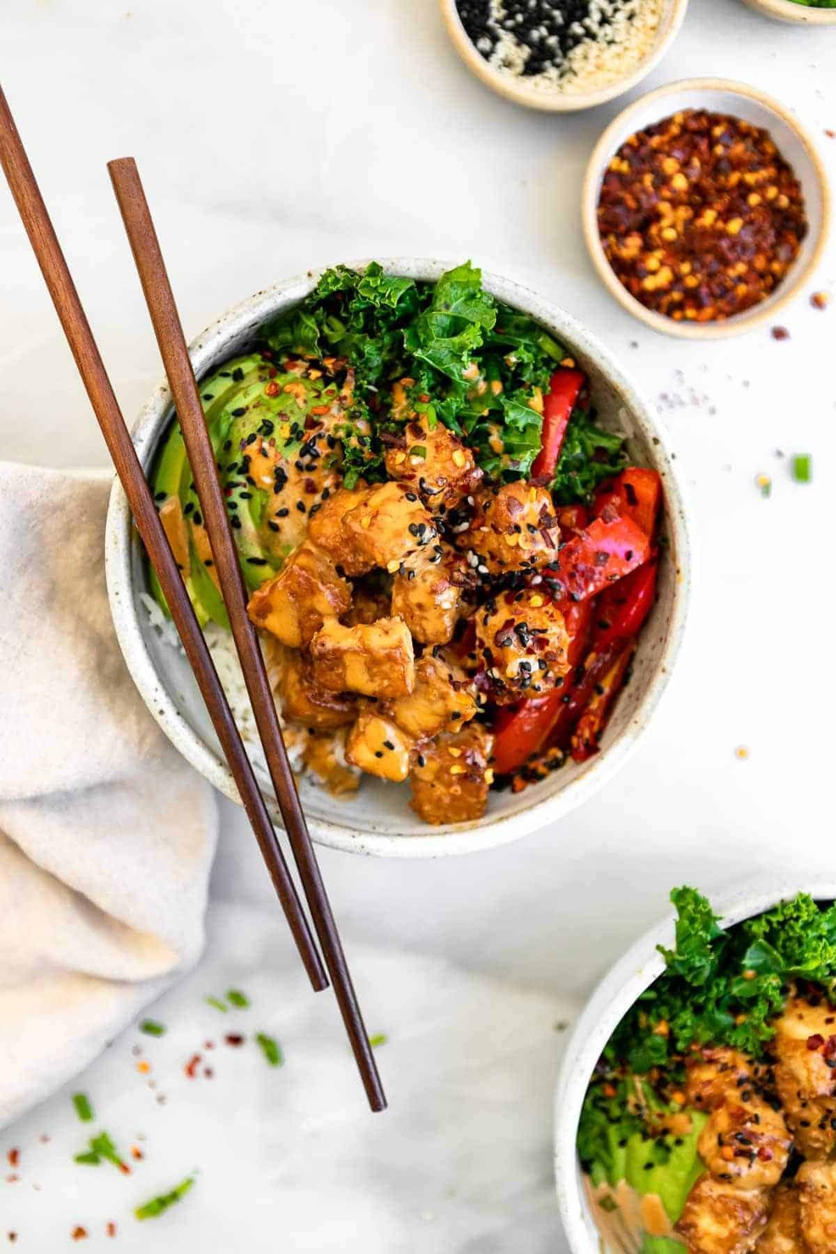 Crispy Peanut Tofu Bowls - Image