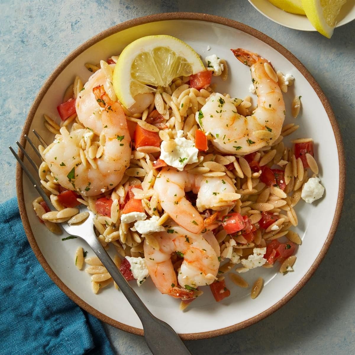 Lemon Shrimp Orzo with Tomatoes and Feta - Image
