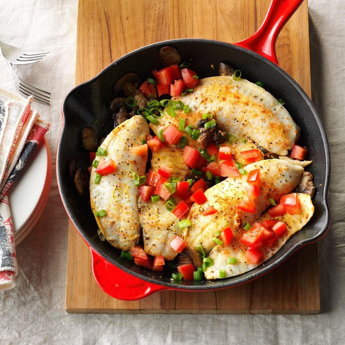 Lemon-Pepper Tilapia with Mushrooms - Image