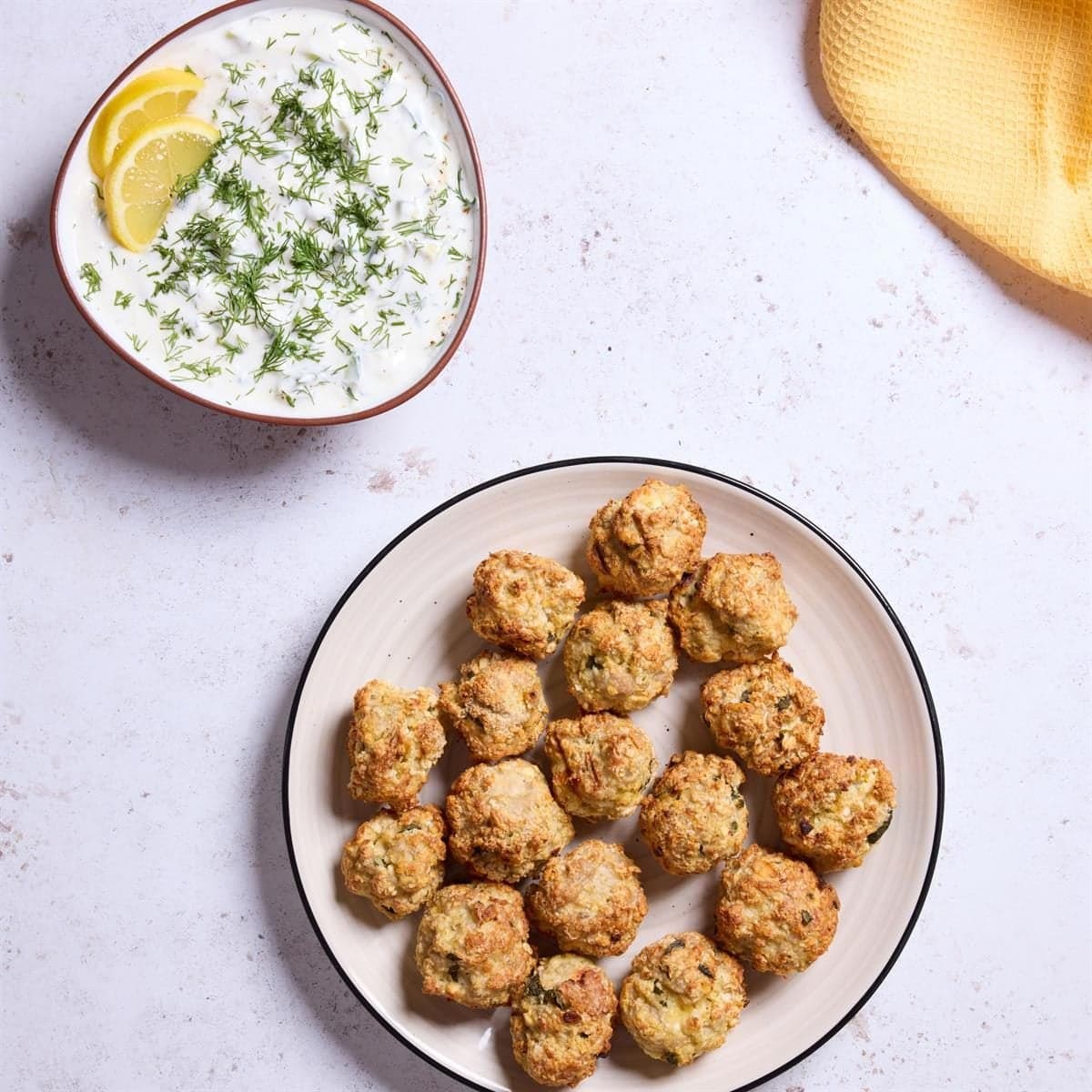 Greek Chicken Meatballs with Tzatziki - Image