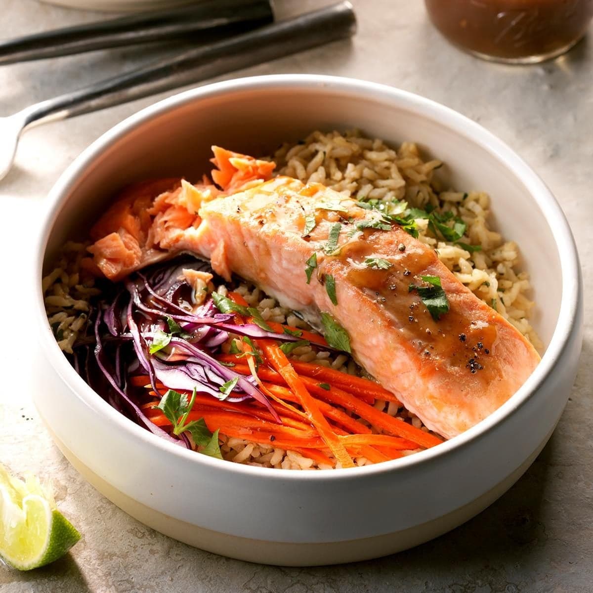 Thai Salmon Brown Rice Bowls - Image
