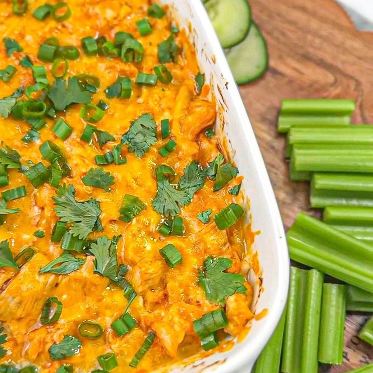 Buffalo Chicken Cottage Cheese Bake