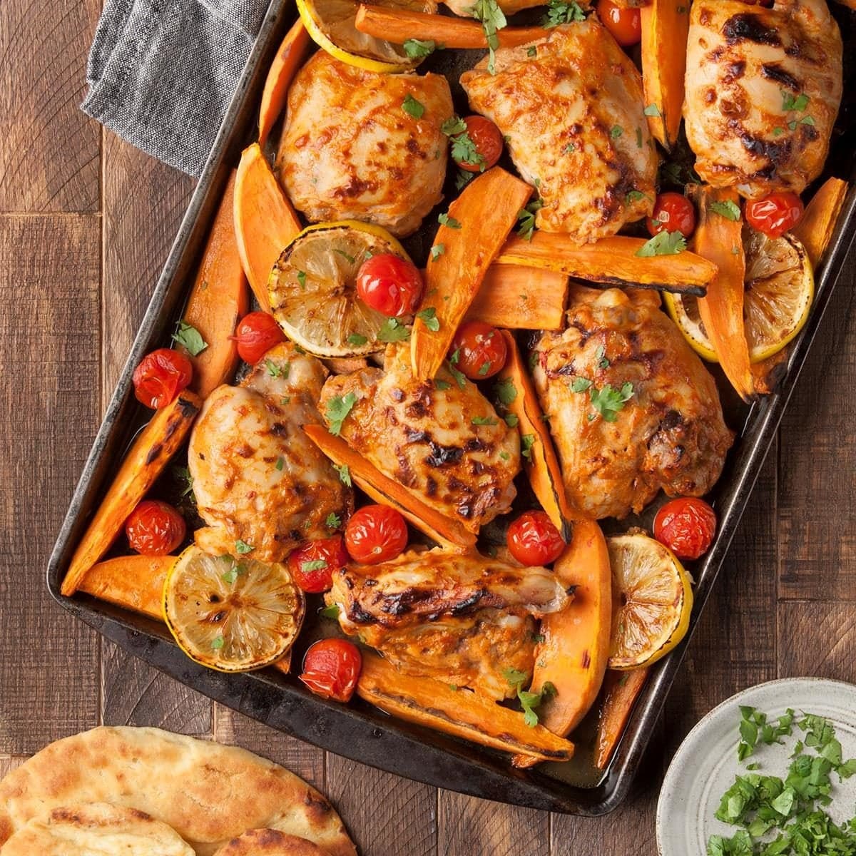 Sheet-Pan Tandoori Chicken with Sweet Potatoes - Image
