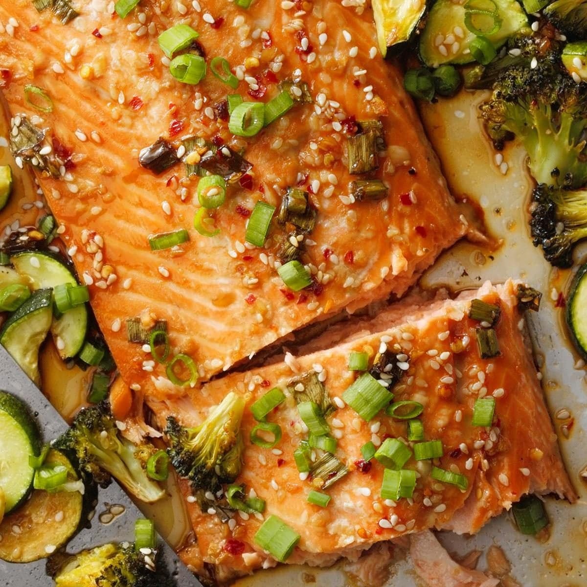 Sheet-Pan Soy-Ginger Salmon with Veggies - Image