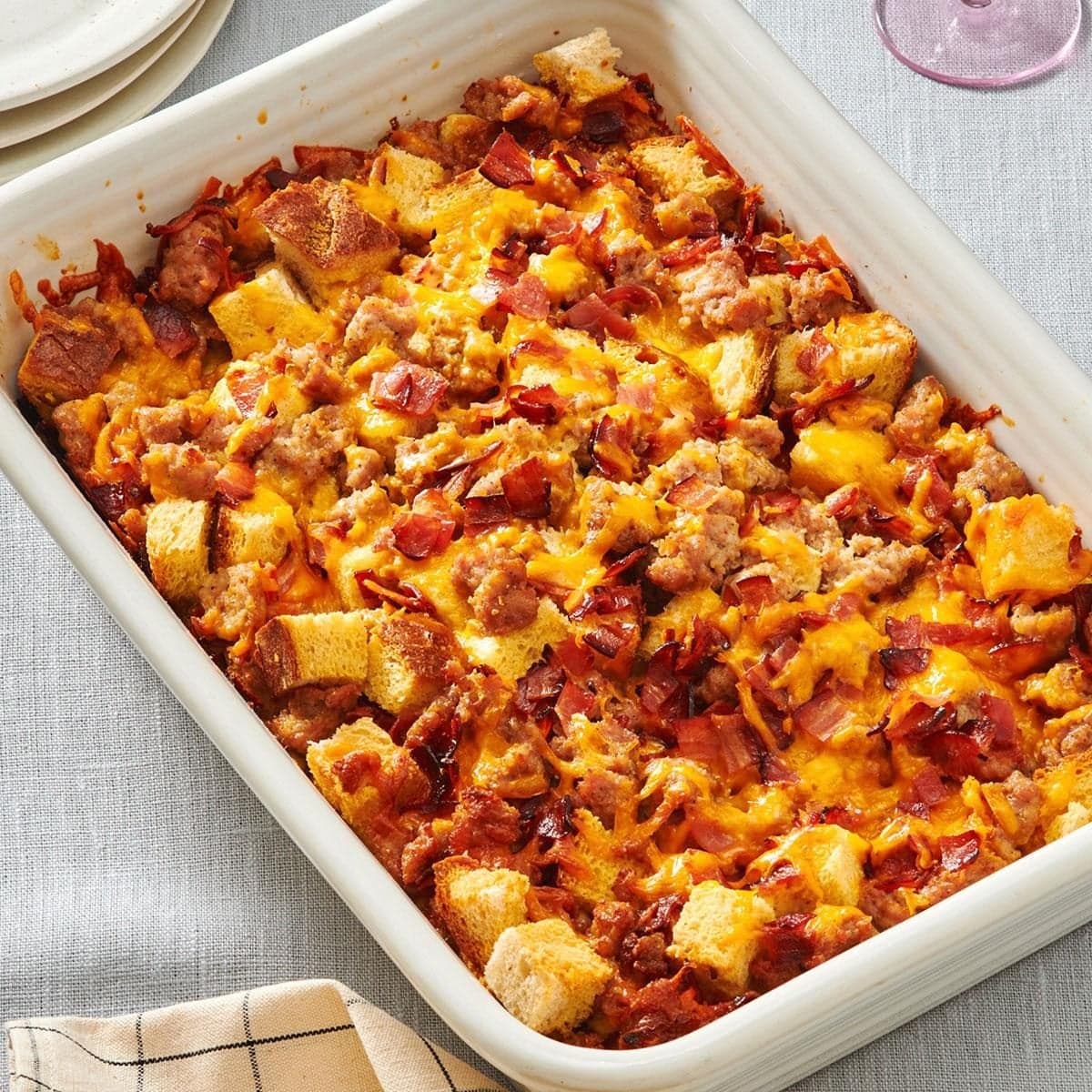 Overnight Sausage and Bacon Breakfast Strata - Image