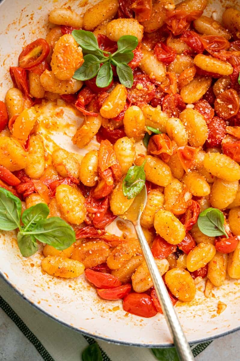 Crispy Gnocchi with Burst Tomatoes and Spinach - Image