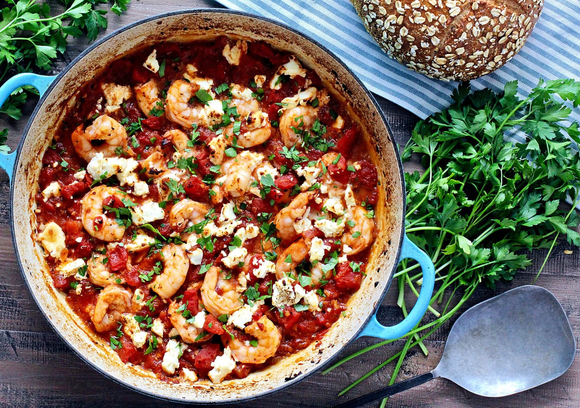 Greek Shrimp Skillet with Tomatoes and Feta - Image