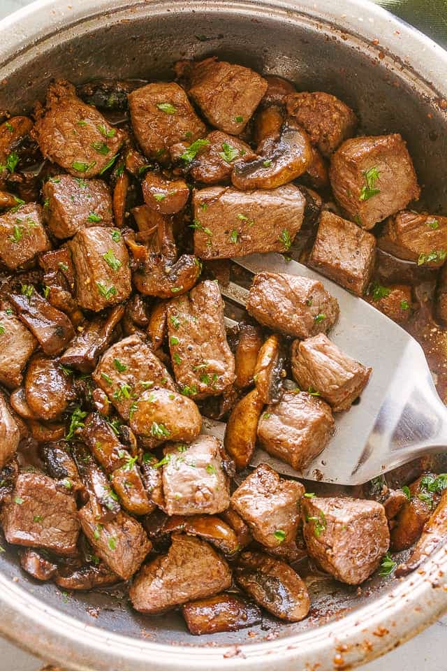 Garlic Butter Steak Bites with Mushrooms