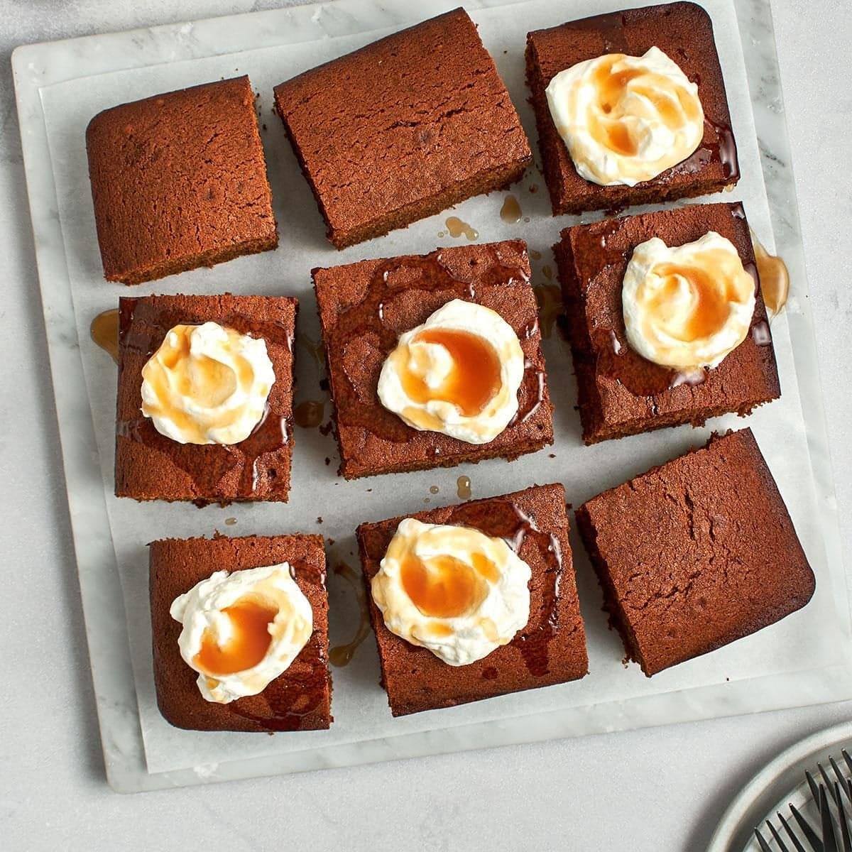 Old-Fashioned Gingerbread Cake with Caramel Sauce - Image