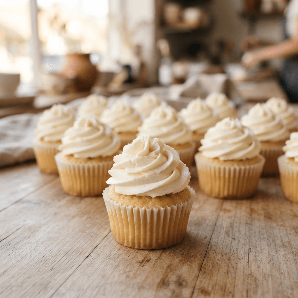 Classic Vanilla Cupcakes with Vanilla Buttercream - Image