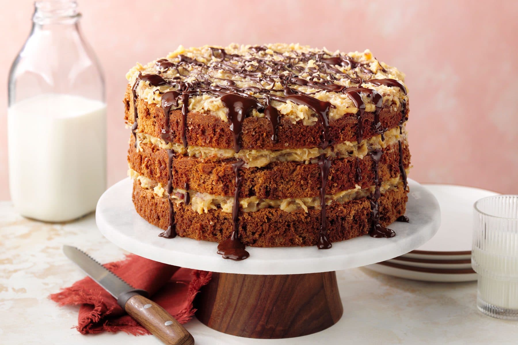 Classic German Chocolate Cake with Coconut-Pecan Frosting - Image