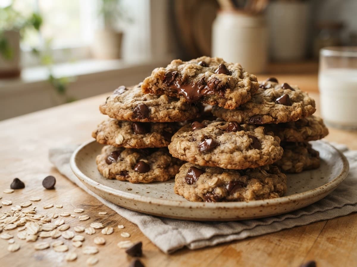 Chewy Oatmeal Chocolate Chip Cookies - Image