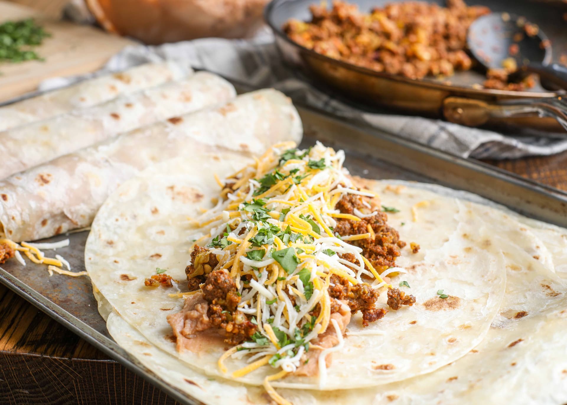 Cheesy Beef and Bean Burritos - Image