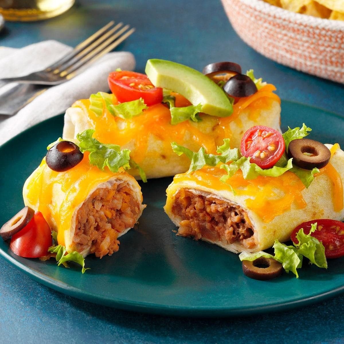 Baked Bean and Cheese Burritos - Image