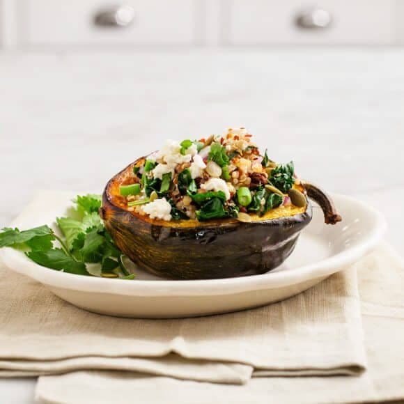 Quinoa Stuffed Acorn Squash with Kale and Feta - Image
