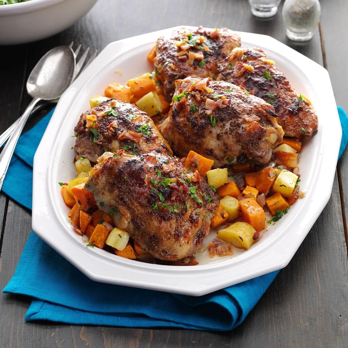 Balsamic Roasted Chicken Thighs with Root Vegetables - Image