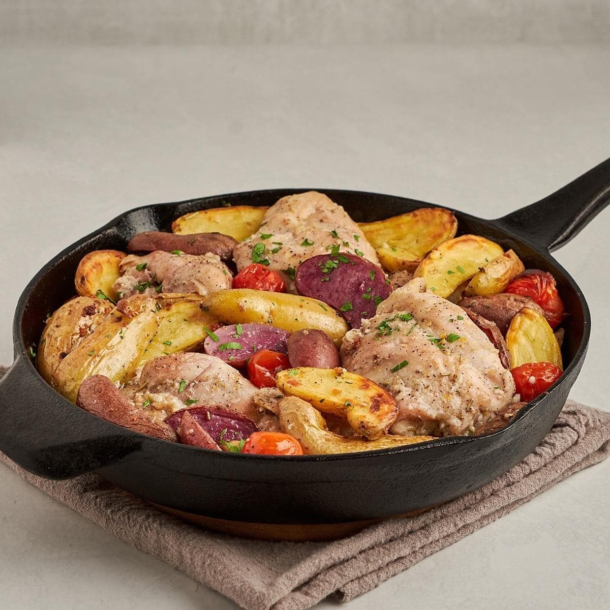 Cast-Iron Lemon Chicken with Fingerlings and Tomatoes - Image