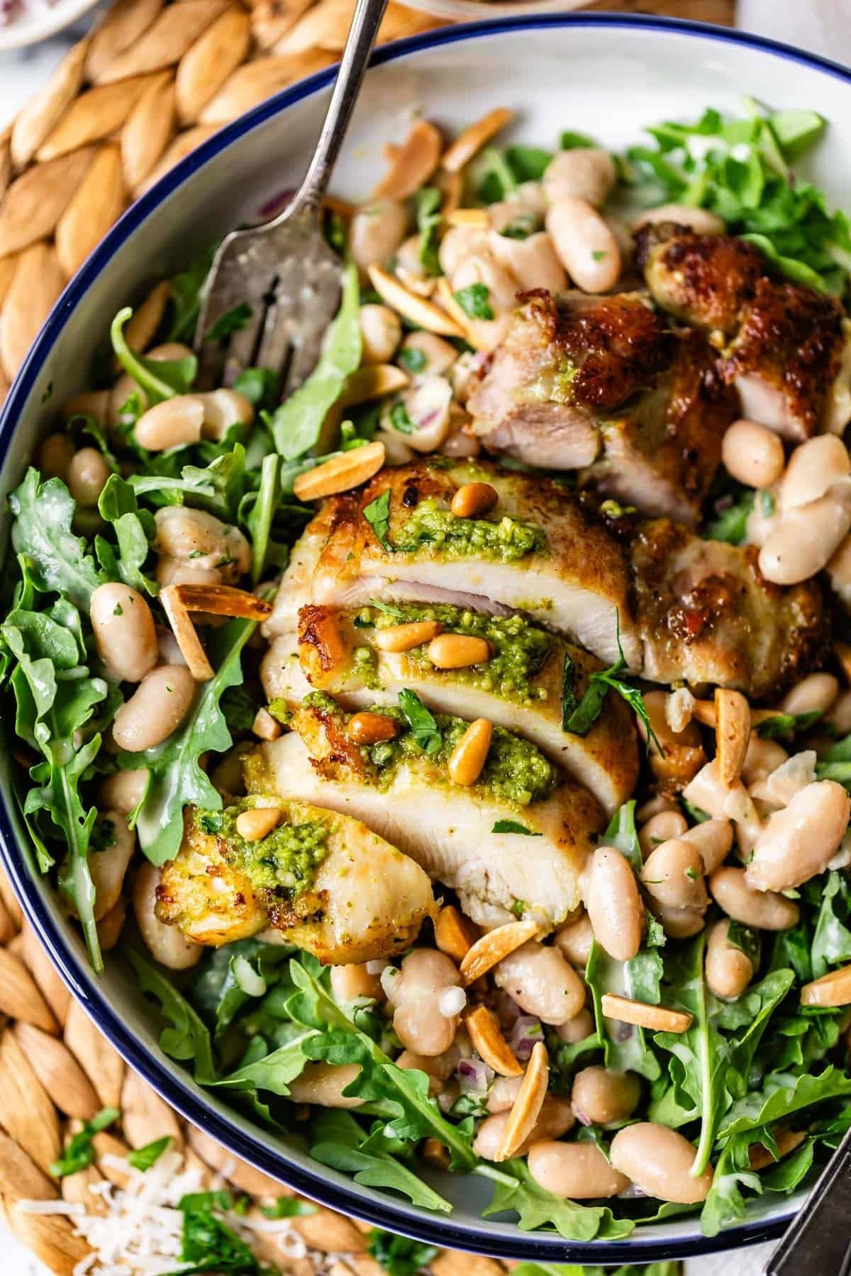 Basil Chicken Arugula Salad with White Beans - Image
