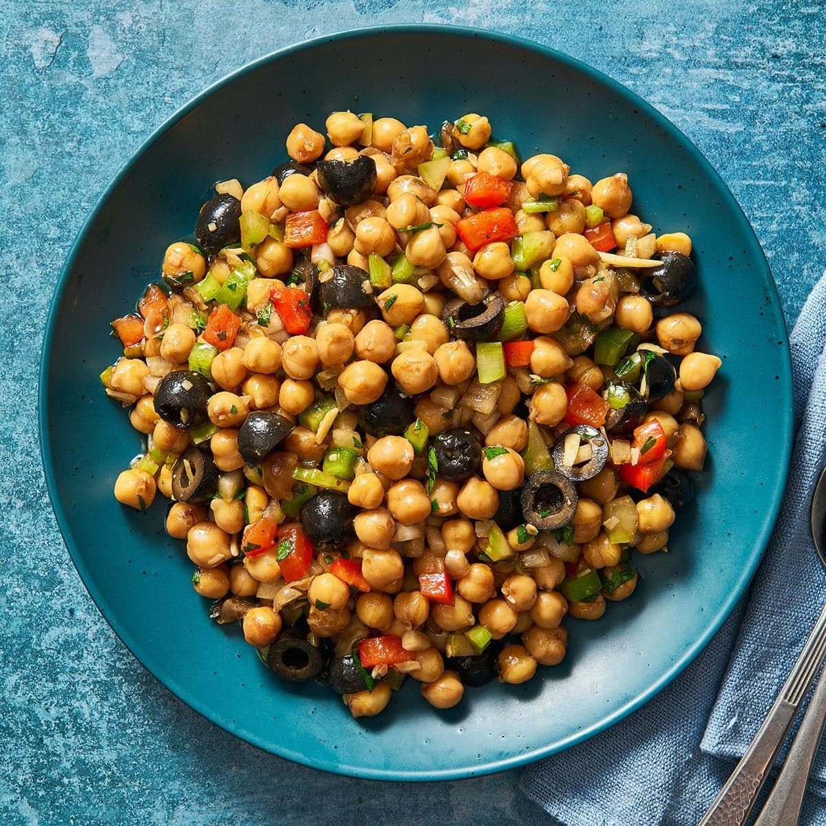 Mediterranean Chickpea Salad with Olives and Peppers - Image