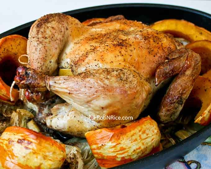 Herb-Roasted Whole Chicken with Fennel and Squash - Image