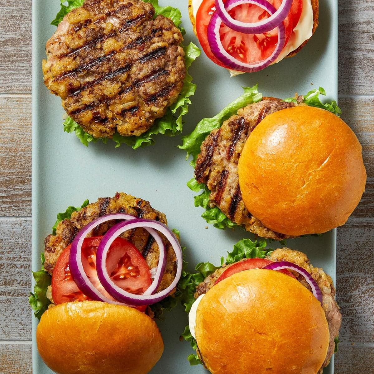 Juicy Grilled Beef and Pork Burgers - Image