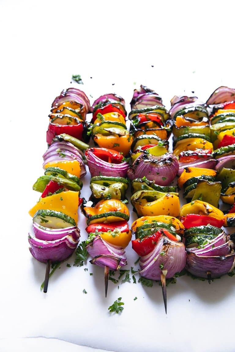 Grilled Rainbow Veggie Skewers with Garlic Herb Drizzle - Image