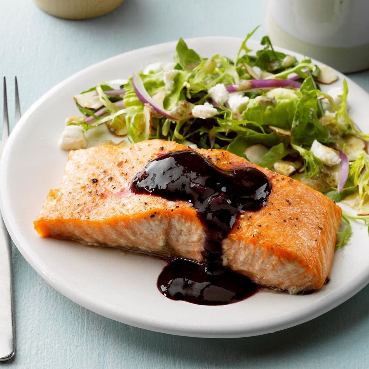 Grilled Cedar Plank Salmon with Blackberry Sauce - Image
