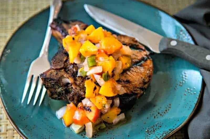 Grilled Pork Chops with Charred Peach Salsa - Image