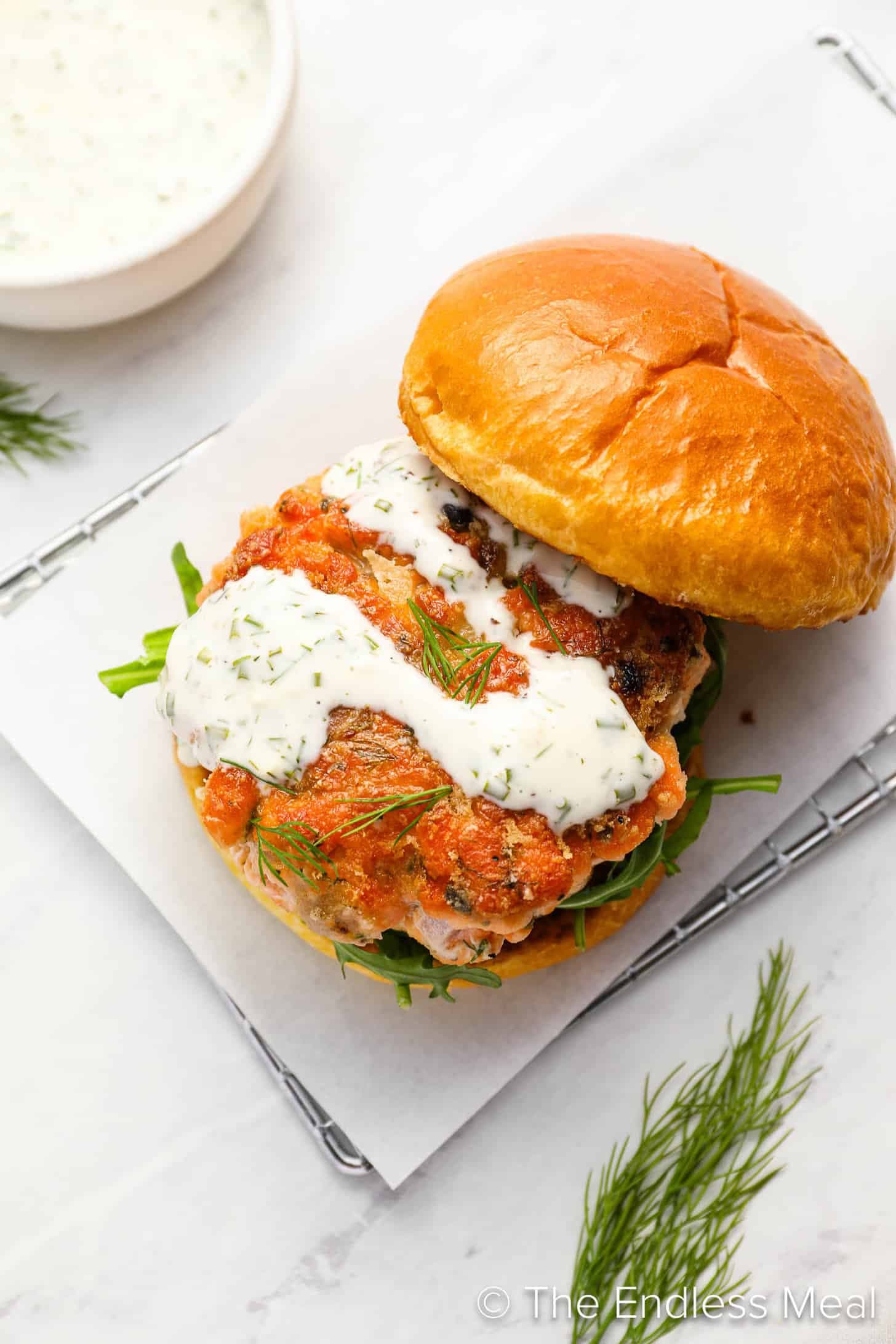 Lemon-Dill Salmon Burgers with Capers