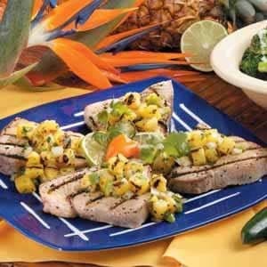 Grilled Tuna with Charred Pineapple Salsa - Image