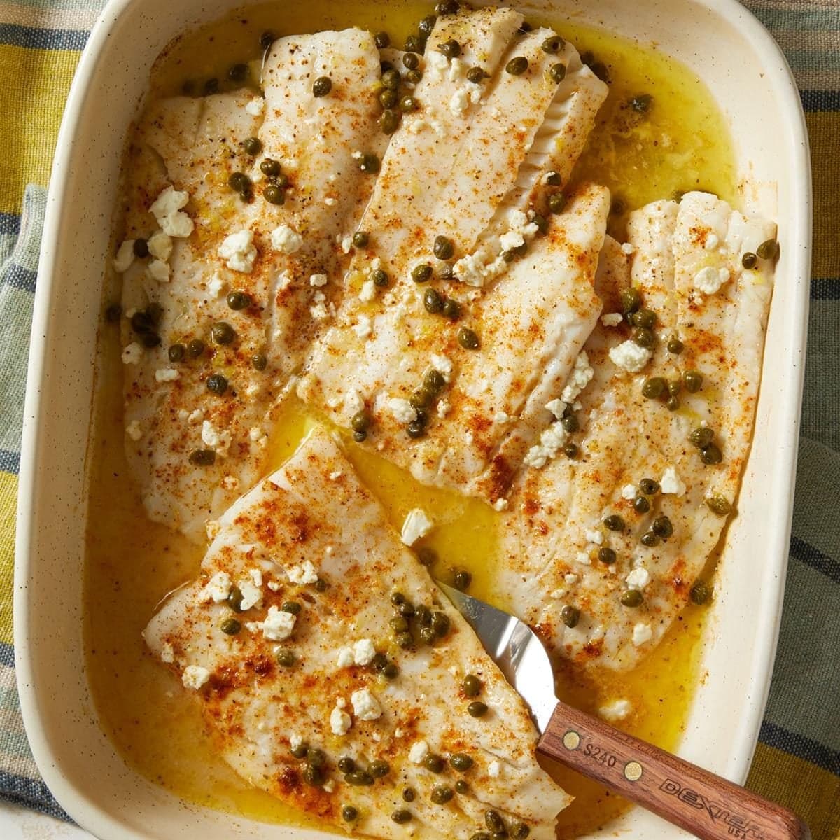 Lemon-Caper Baked Cod with Feta - Image
