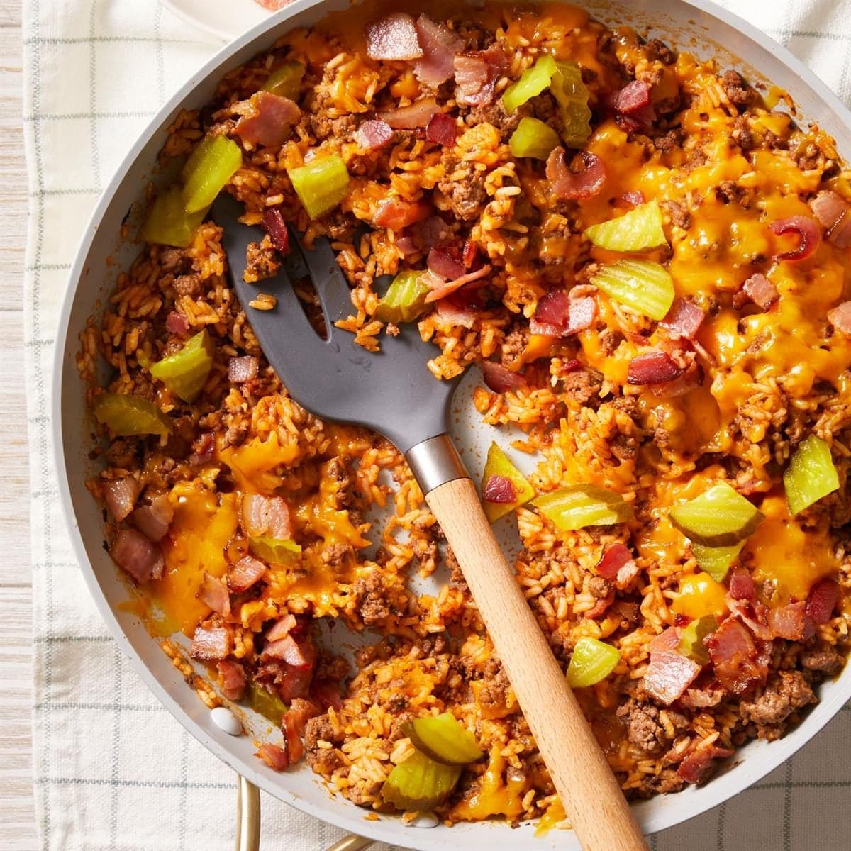 One-Skillet Bacon Cheeseburger Rice - Image