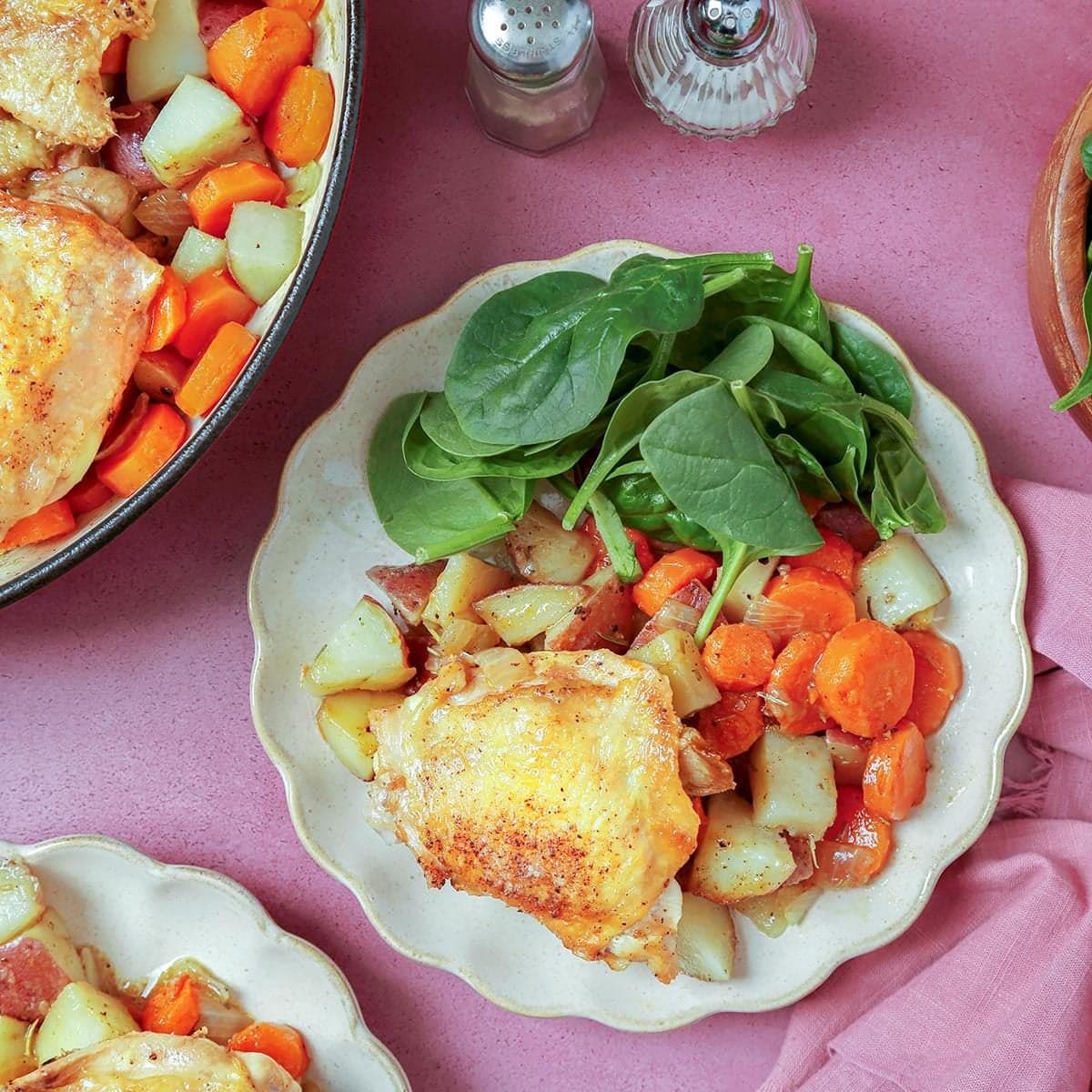 Dutch Oven Chicken Thighs with Potatoes and Carrots - Image