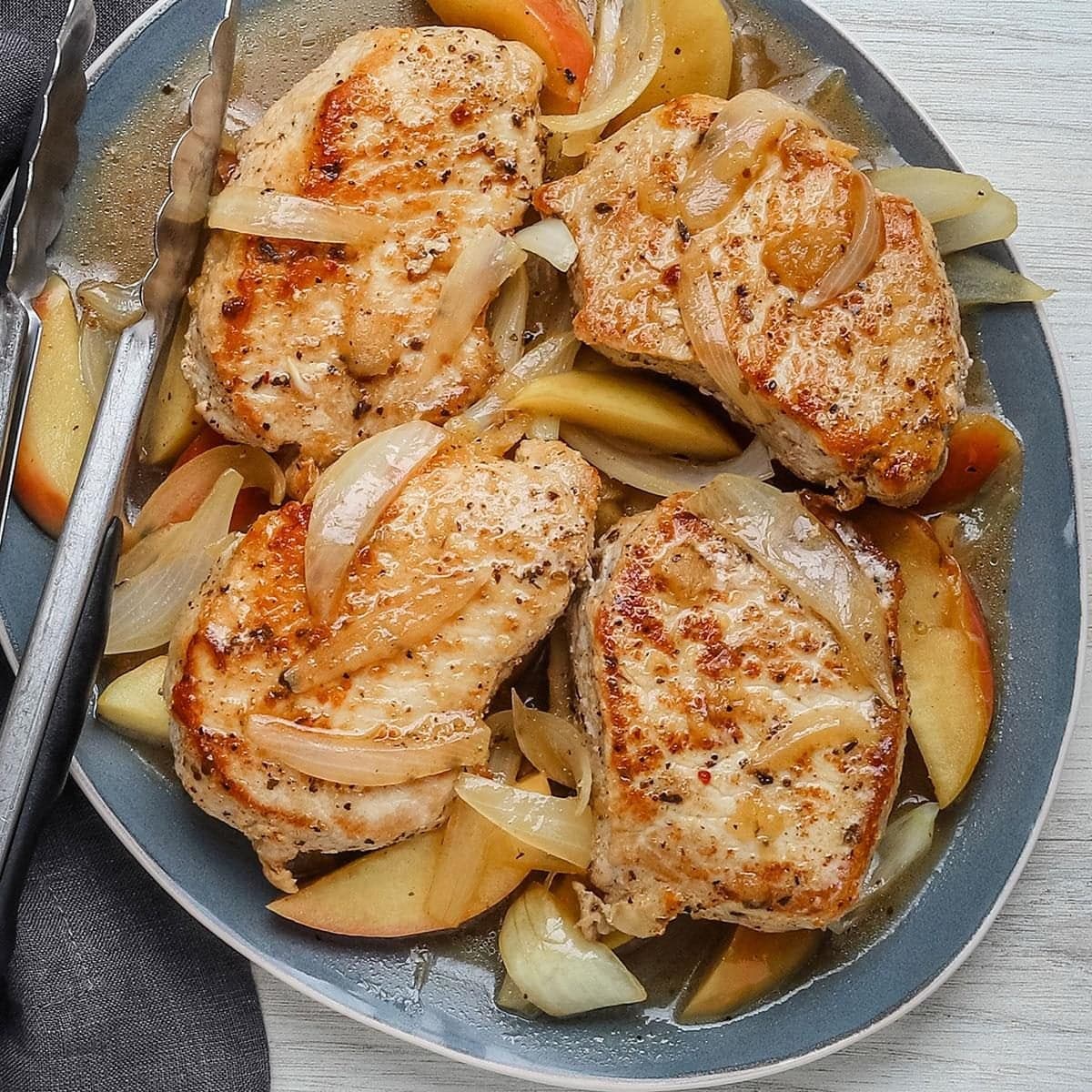 Skillet Pork Chops with Apples and Onions - Image