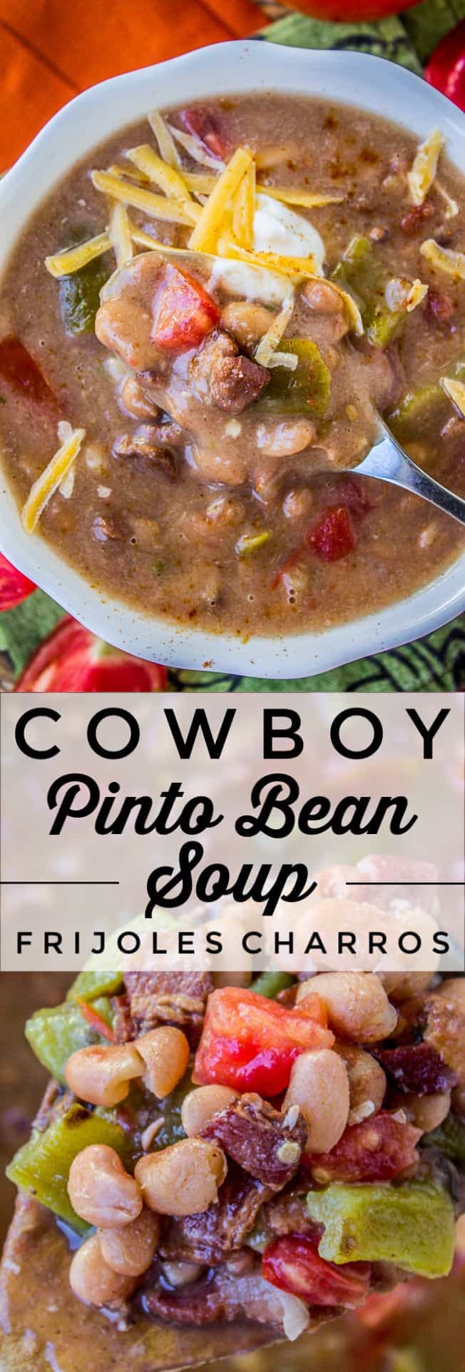 Slow Cooker Cowboy Pinto Bean Soup (Frijoles Charros) - Image